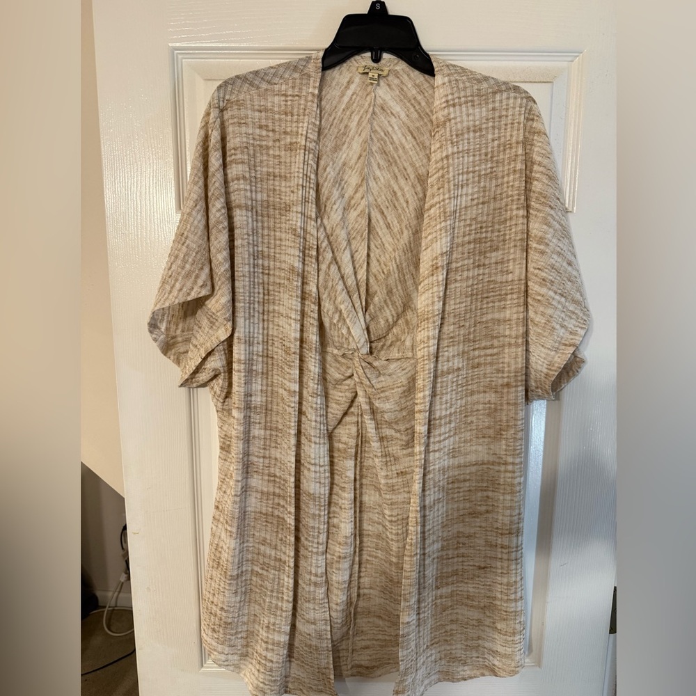 Beige Textured Kimono Cardigan